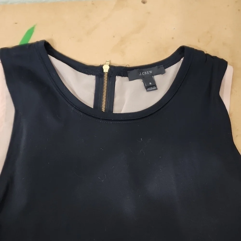 J. Crew Double Layer Ruffle Hem Tank Black Sleeveless Top  Size S